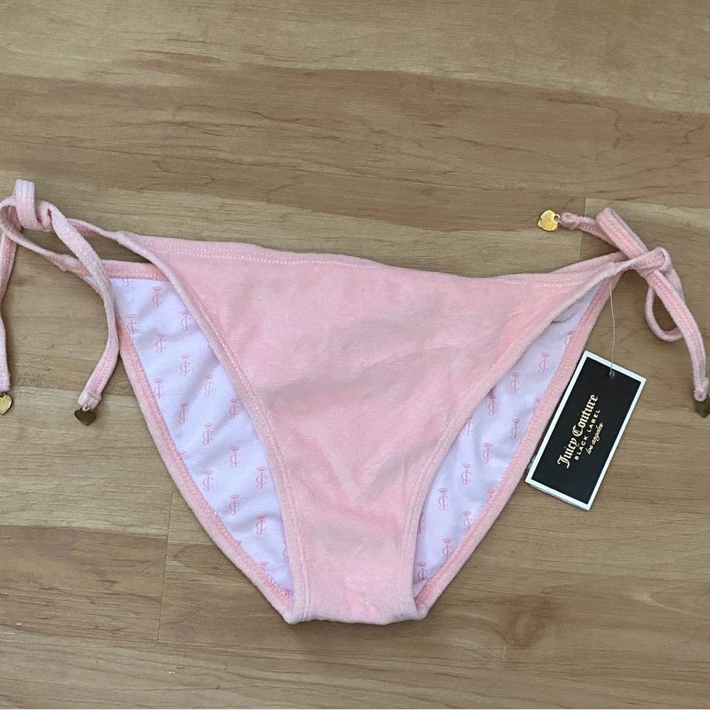 Juicy couture black label pink velour bikini bottoms L NWT